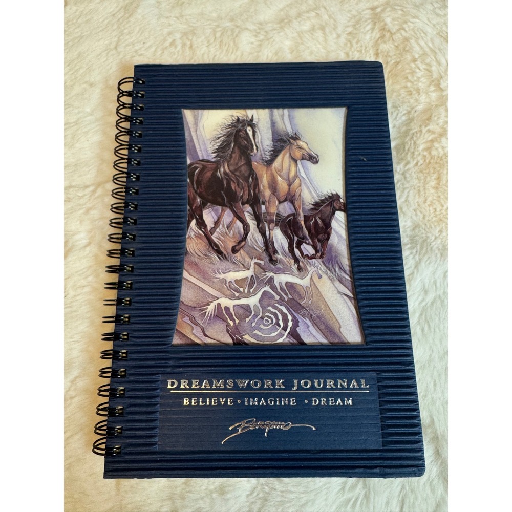 Jody Bergsma Dreamswork Journal Spiral Lined Notebook Horse Art Navy Blue Cover
